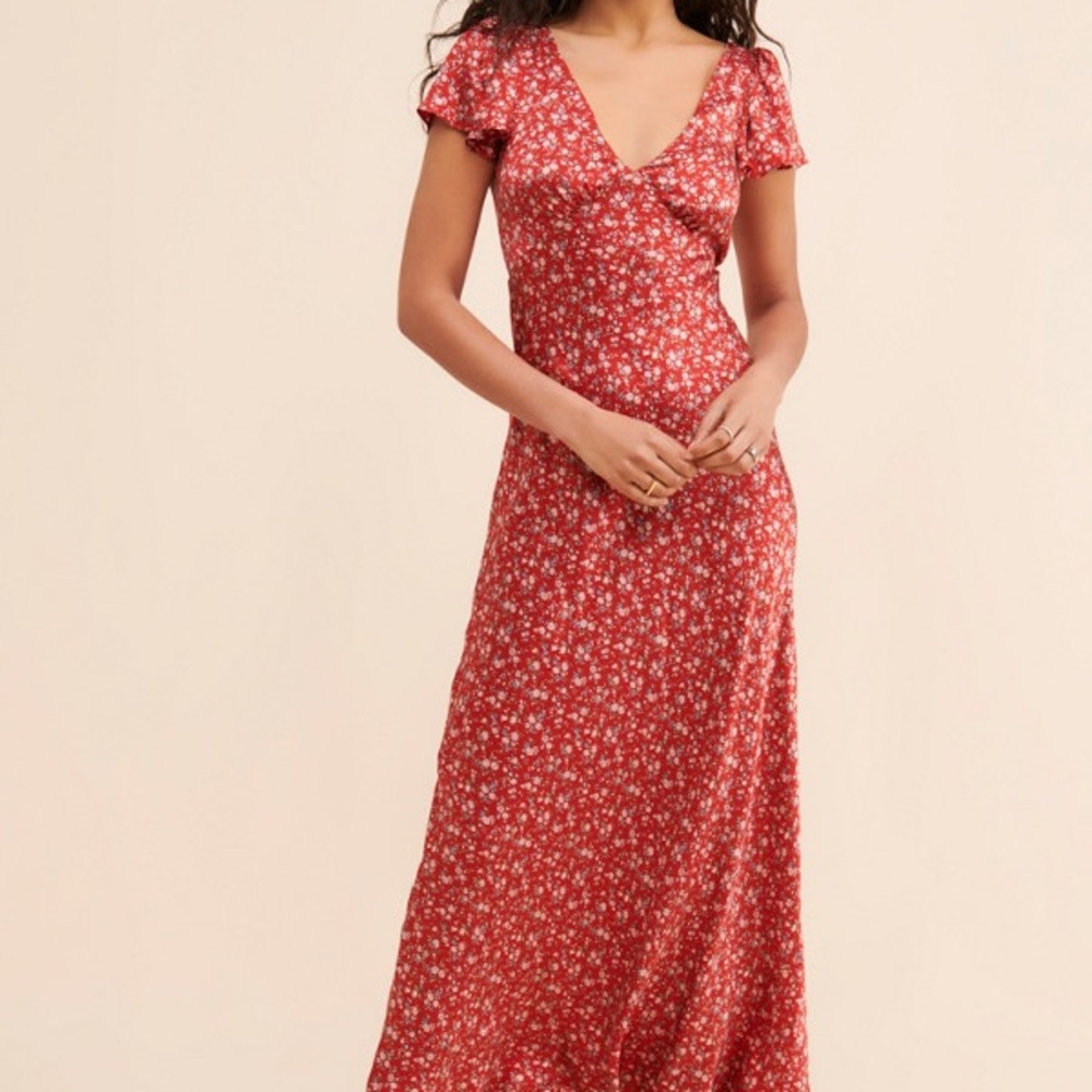 Selkie Red Floral Maxi Dress